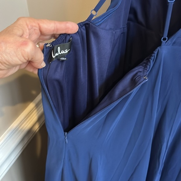 Lulus Navy Mythical Kind of Love Maxi Chiffon Dress NWT Size XL - Picture 12 of 12